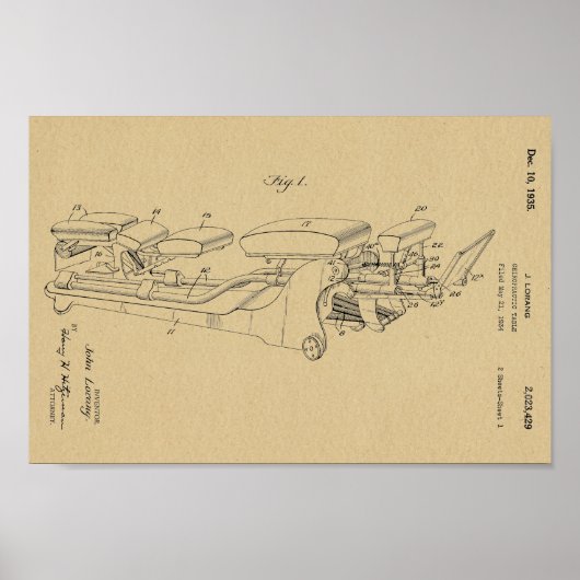 1935ヴィンテージカイロプラクティック表特許芸術プリント ポスター (正面)