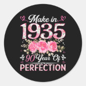 1935年に作られた90歳フローラ90誕生日Wome ラウンドシール (正面)