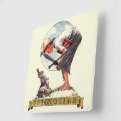 1935年の少年の春のバニー スクエア壁時計 (傾斜)