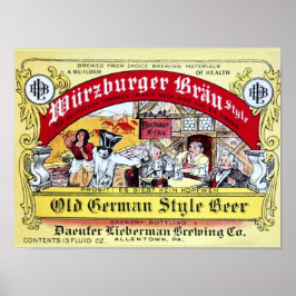 1935年製のデファーリバーマンビールのヴィンテージラベル ポスター