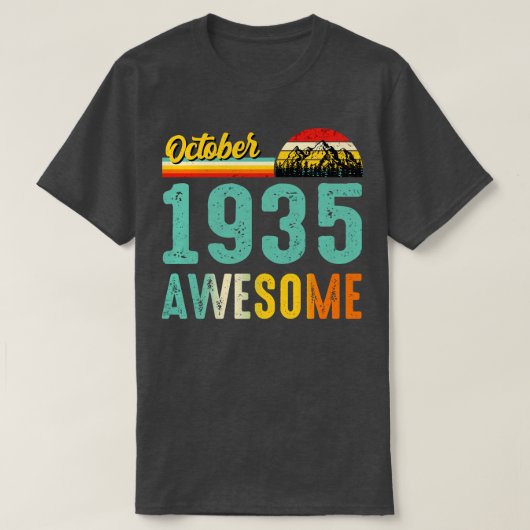 1935年10月誕生日ギフトシャツヴィンテージ10月1日 Tシャツ (デザイン正面)