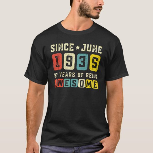1935年6月素晴らしからの87誕生日ヴィンテージ Tシャツ (正面)