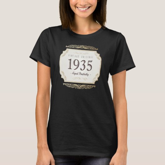1935年88日に生まれ完全に老化したヴィンテージオリジナル Tシャツ (正面)