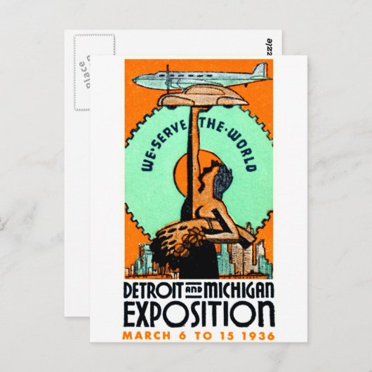 1936デトロイト+ミシガン万博ポスター ポストカード (正面/裏面)