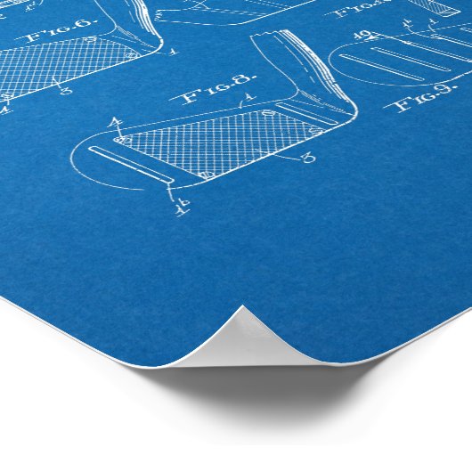 1936ヴィンテージゴルフクラブ特許青写真アートプリント ポスター (角)