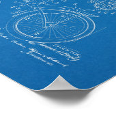 1936ヴィンテージ自転車特許ブループリントアートプリント ポスター (角)