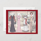 1936年のアールデコレディ紙人形 ポストカード (正面/裏面)