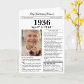 1936年の新聞の誕生日カード 90歳の誕生日 カード (黄色い花)