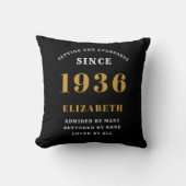 1936年ブラックゴールド 90歳の誕生日ギフト 名入れ クッション (正面)
