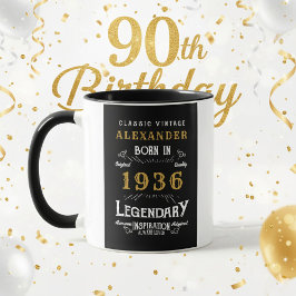 1936年生まれの90歳の誕生日を祝うヴィンテージ ブラック マグカップ