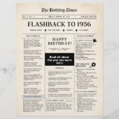 1936年 誕生日の古新聞 セピア (正面)