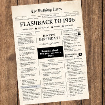 1936年 誕生日の古新聞 セピア