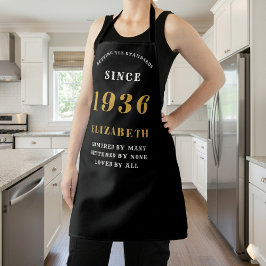 1936年 90歳の誕生日 ブラック&ゴールド 名入れ エプロン