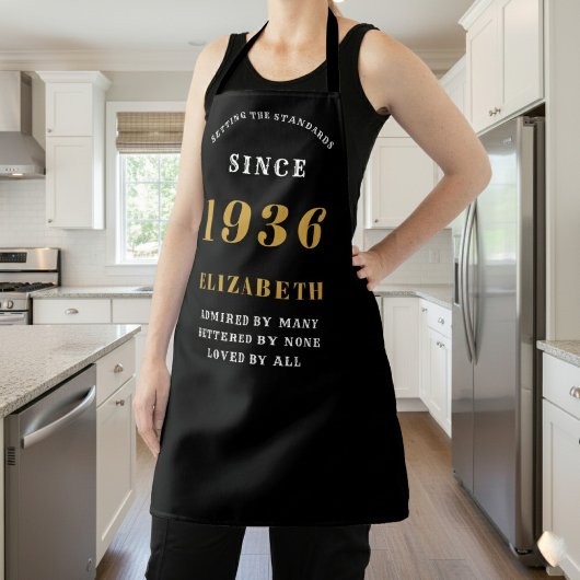 1936年 90歳の誕生日 ブラック&ゴールド 名入れ エプロン