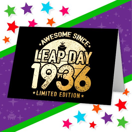 1936素晴らし年閏年日以後2月29誕生日 箔グリーティングカード