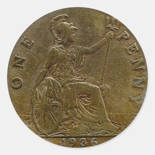 1936英国ペニーステッカー ラウンドシール (正面)