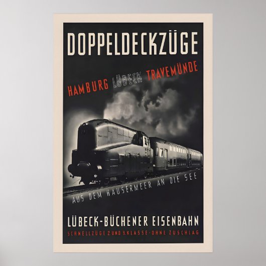 193637 German Railways Travel Poster Double deck ポスター (正面)
