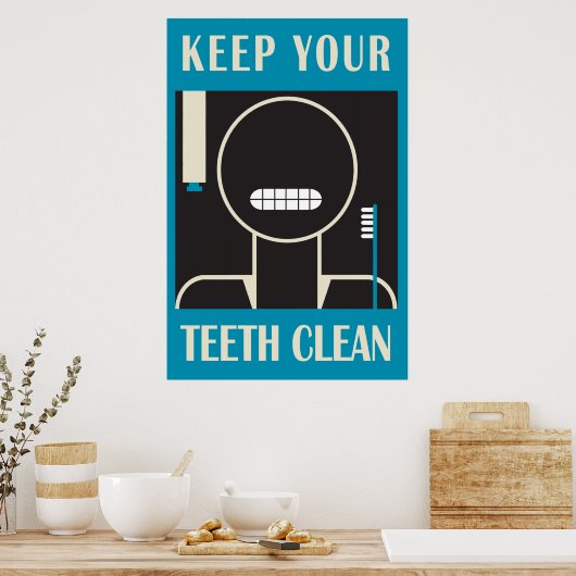 1936-38 「保Your Tith Clean」再現 ポスター (キッチン)