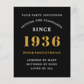 1936 Budget 90th Birthday Invitation Black Gold チラシ (正面)