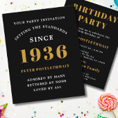 1936 Budget 90th Birthday Invitation Black Gold チラシ