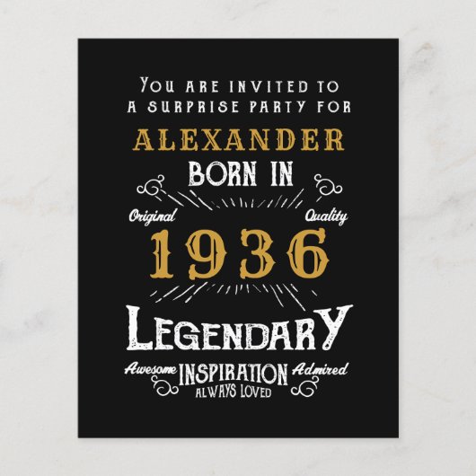 1936 Budget 90th Birthday Invitation Legend チラシ (正面)