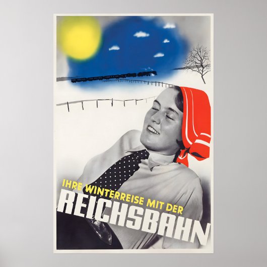 1936 German Railways Winter Travel Poster ポスター (正面)