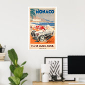 1936 Monaco Grand Prix Vintage Racing Poster ポスター (ホームオフィス)