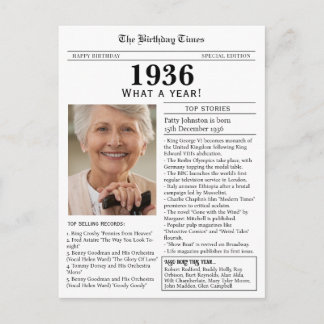 1936 Newspaper 90th birthday ポストカード