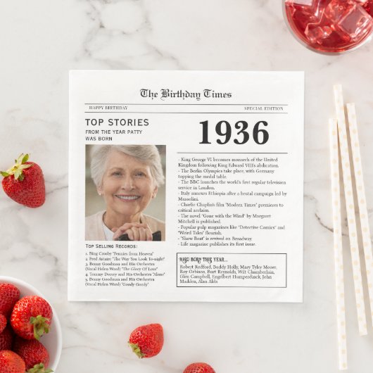 1936 Newspaper Birthday Paper Napkin (インサイチュ)