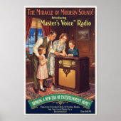 1936 Vintage Master's Voice Radio Advertising ポスター (正面)