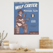 1936 Wilf Carter MONTANA SLIMによるカウボーイソング ポスター (キッチン)