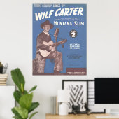 1936 Wilf Carter MONTANA SLIMによるカウボーイソング ポスター (ホームオフィス)