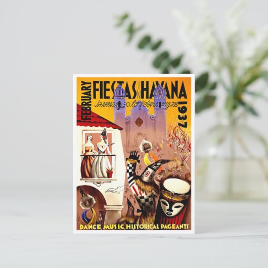 1937ハバナカーニバルヴィンテージ旅行はがき ポストカード (スタンド正面)