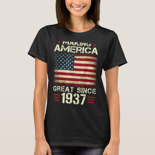 1937年から素晴らしアメリカを作るヴィンテージ85th Birt Tシャツ (正面)