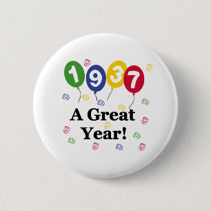 1937年すばらしい年の誕生日 缶バッジ