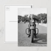 1937年のオートバイに乗る女性 ポストカード (正面/裏面)