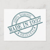 1937年生まれ 丸型ゴム印ロゴ ポストカード (正面)