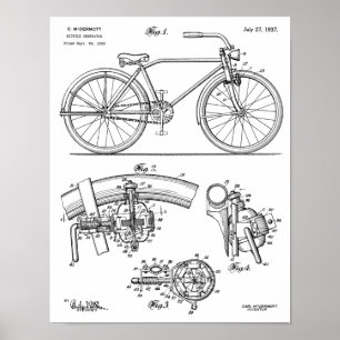 1937年自転車発電デザイン特許芸術プリント ポスター