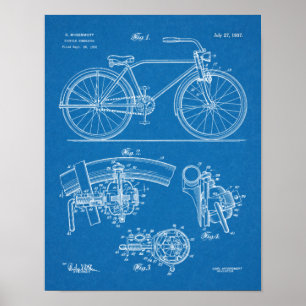 1937年自転車発電デザイン特許芸術プリント ポスター