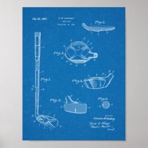 1937 Golf Club Patent Art Drawing Print ポスター