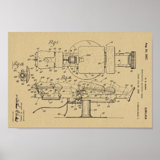 1937 Vintage Chiropractic Table Patent Art Print ポスター (正面)