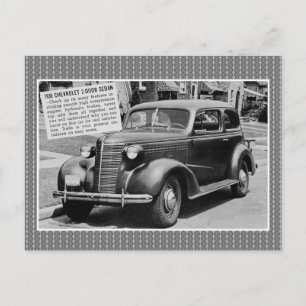 1938シボレー2ドアセダンクラシック車 ポストカード