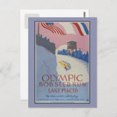 1938ヴィンテージ冬のスポーツ旅行と湖プラシッド ポストカード (正面/裏面)