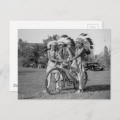 1938年に自転車を持つアメリカ先住民 ポストカード (正面/裏面)