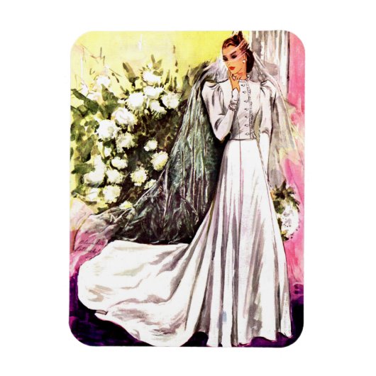 1938年のウェディングドレスのプリント マグネット (縦)