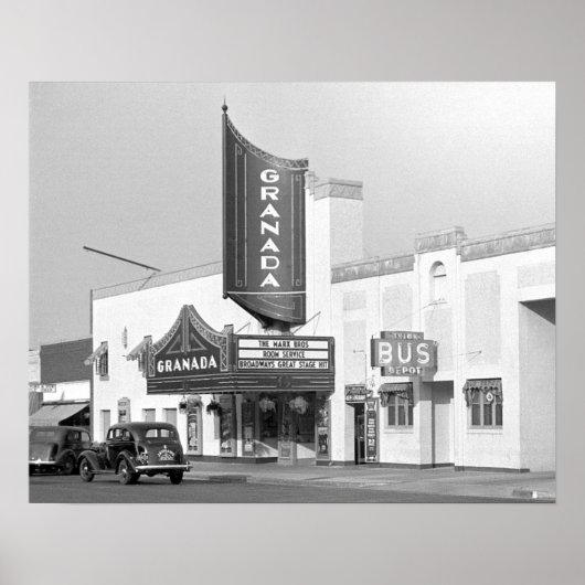 1938年のグラナダ映画館。ヴィンテージ写真 ポスター (正面)