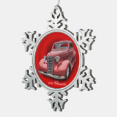 1938年のシボレー スノーフレークピューターオーナメント (右)