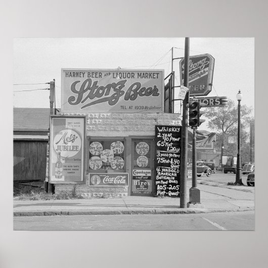1938年のビールと酒の市場 ビンテージ写真 ポスター (正面)