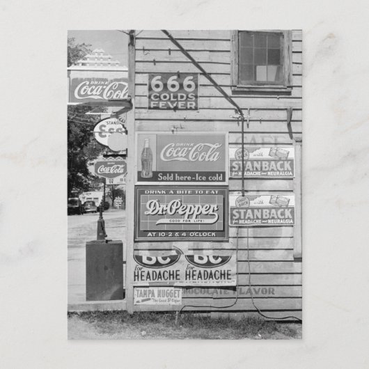 1938年の雑貨屋の看板 ポストカード (正面)