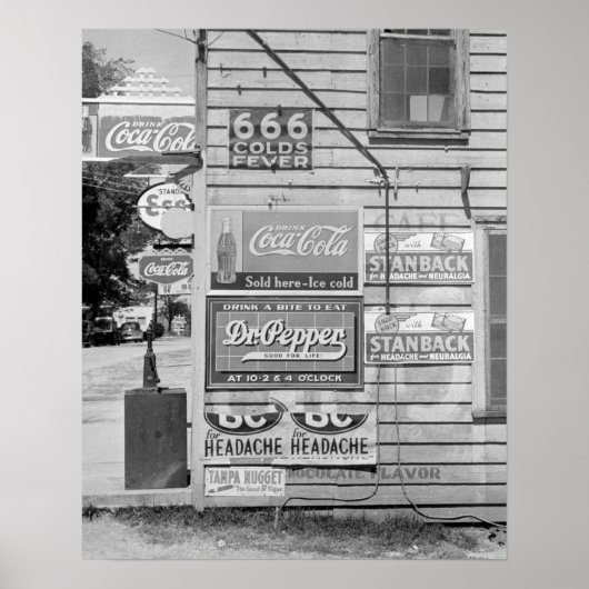 1938年の雑貨店の看板 ビンテージ写真 ポスター (正面)